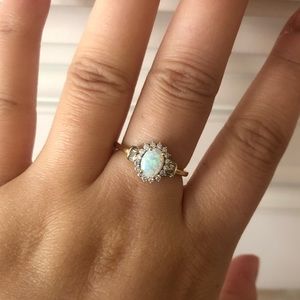 10k Yellow Gold Opal and Diamond Ring